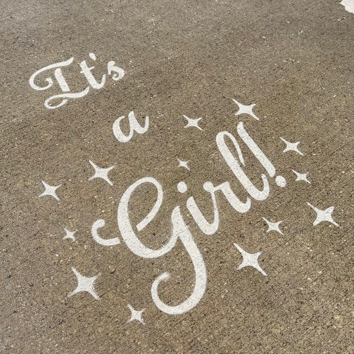 "It's a Girl!" Fun Gender Reveal Rainwork PopOut Stencil