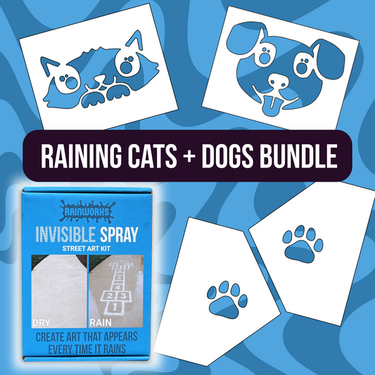 It's Raining Cats & Dogs Bundle - Rainworks Invisible Spray with 4 Stencils