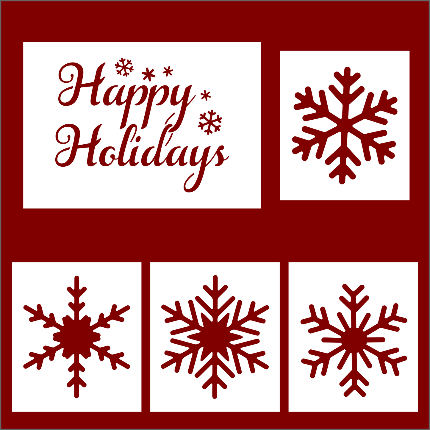 Happy Holidays and Snowflakes PopOut Stencils (5 Pack)