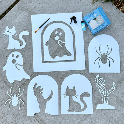 The Spooky Bundle | Invisible Spray + 5 Rainwork Stencils + Brush