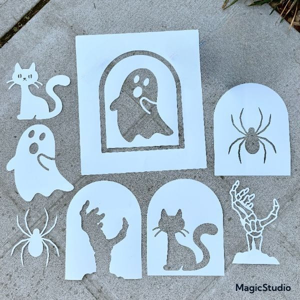 The Spooky Bundle | Invisible Spray + 5 Rainwork Stencils + Brush