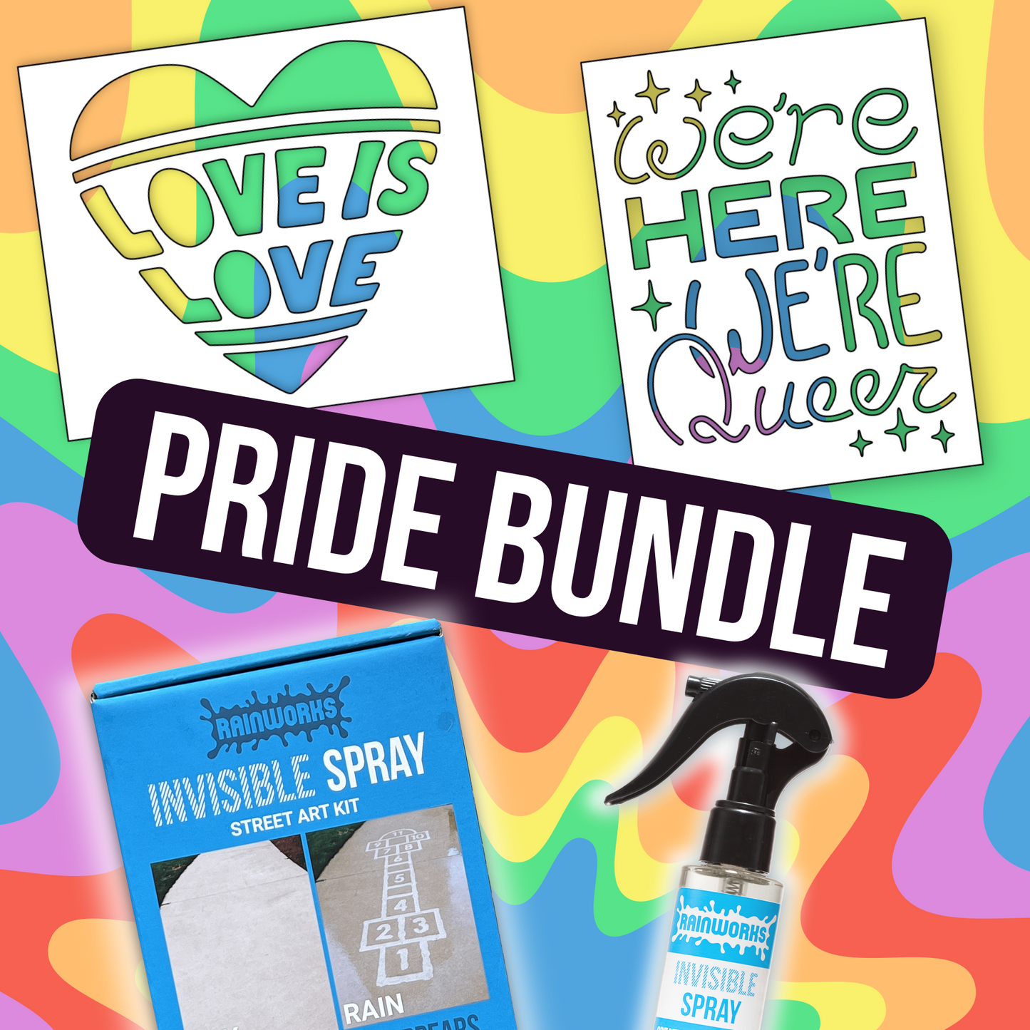 Pride Bundle - Rainworks Invisible Spray + 2 Stencils