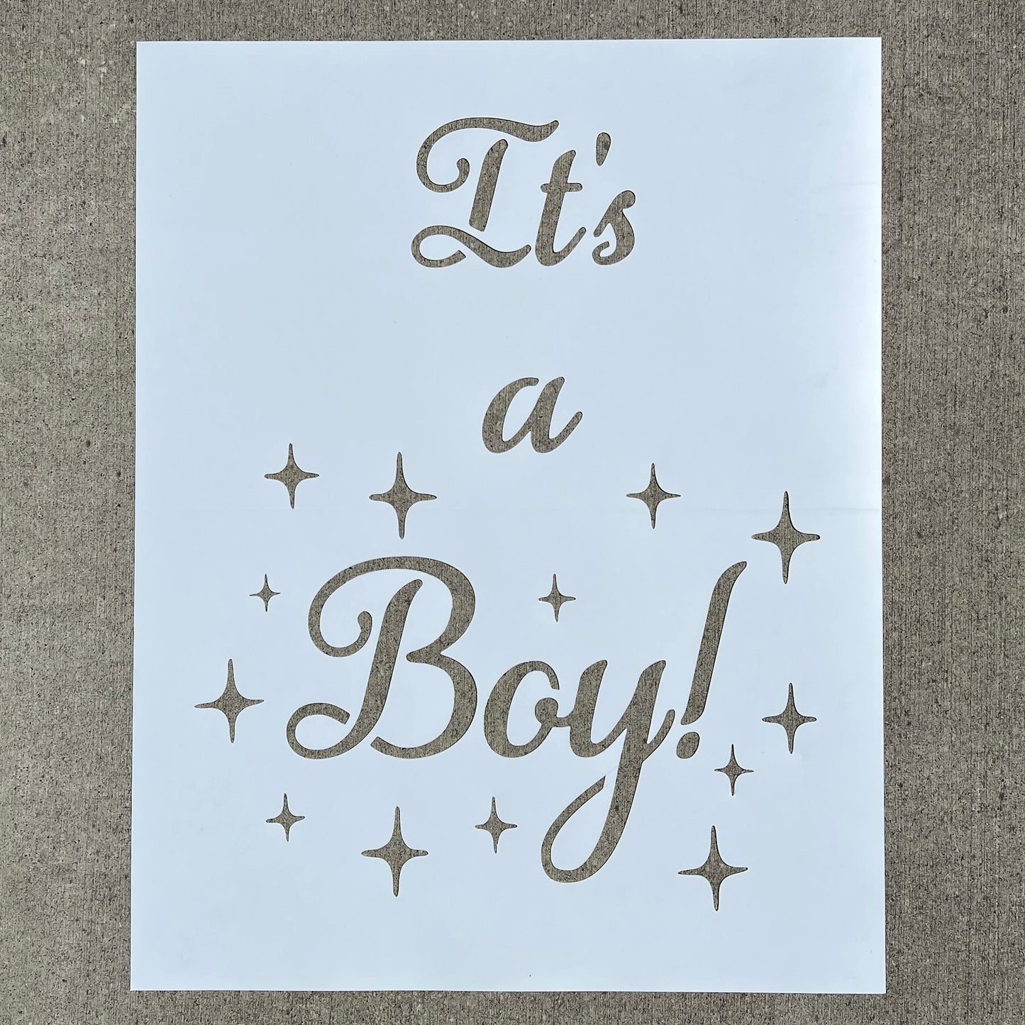 "It's a Boy!" Fun Gender Reveal Rainwork PopOut Stencil