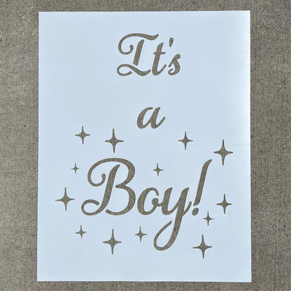 "It's a Boy!" Fun Gender Reveal Rainwork PopOut Stencil