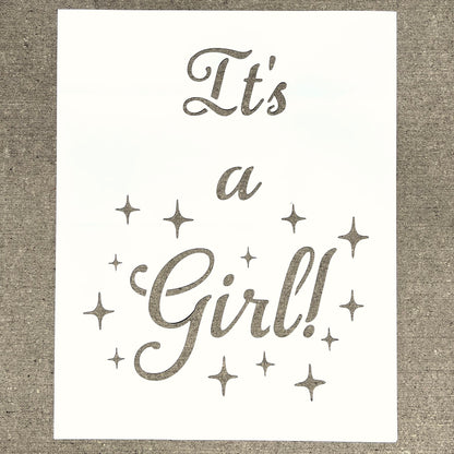 "It's a Girl!" Fun Gender Reveal Rainwork PopOut Stencil