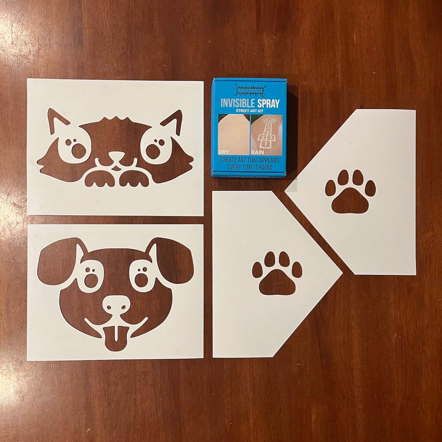 It's Raining Cats & Dogs Bundle - Rainworks Invisible Spray with 4 Stencils